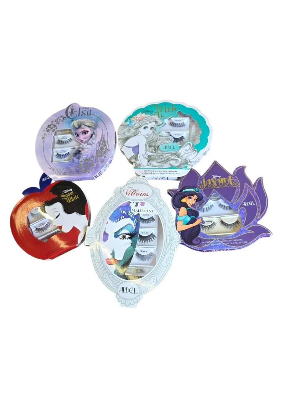 Disney Princesses & Villain Flase Eye Lash Sets New 5 Total